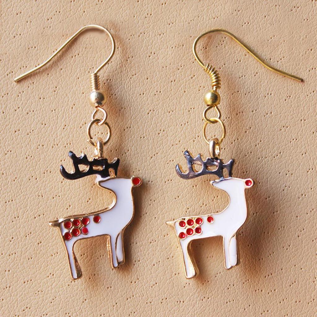 Charm Santa Clauss Reindeer Stud Earring Two Tone Deer Ear Jewelry
