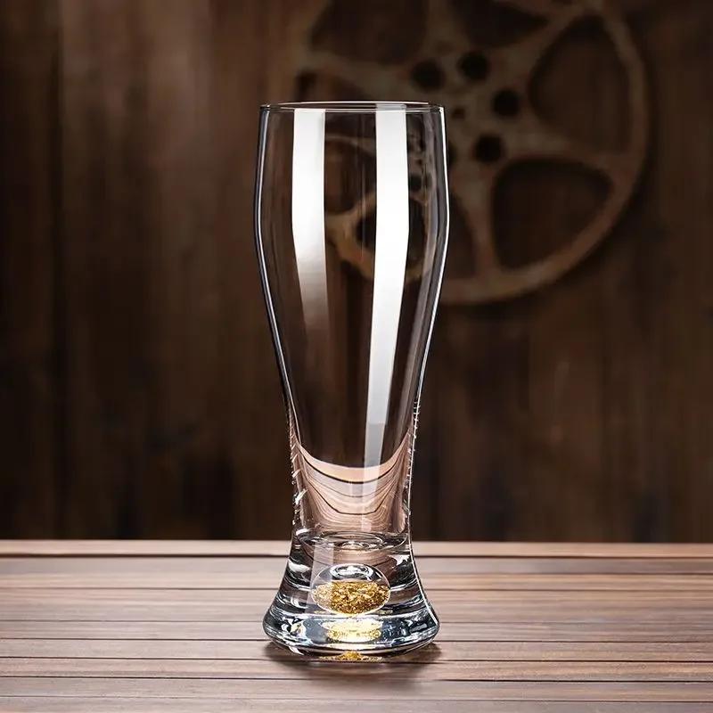Gold Foil Beer Cup High Appearance Large Capacity Crystal Glass Household Transparent Beer Cup Creative Thickened Wine Glass Set