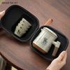 Travel Ceramic Tea Set Outdoor Portable Tea Infuser and Cup Set Handmade Beauty Filter Teacups Custom Tea Accessories