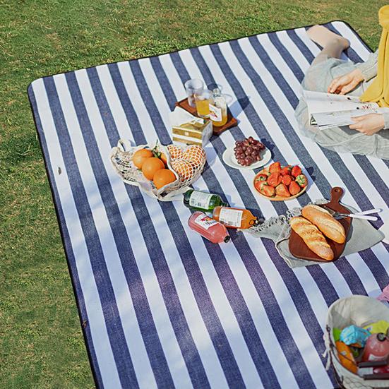 Coperta da Picnic a Tre Strati Manico in Ecopelle Impermeabile Portatile Ispessita Multiuso Invernale Calda a Quadri