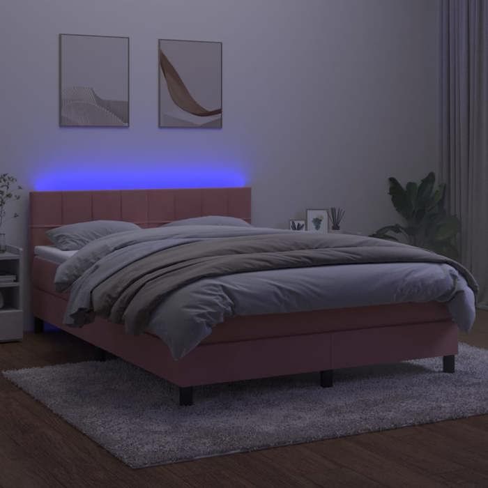 VidaXL Sommier à Lattes de Lit avec Matelas et LED, Lit Rembourré, Lit Double, Lit Adulte de Chambre à Coucher Intérieur, 3134404