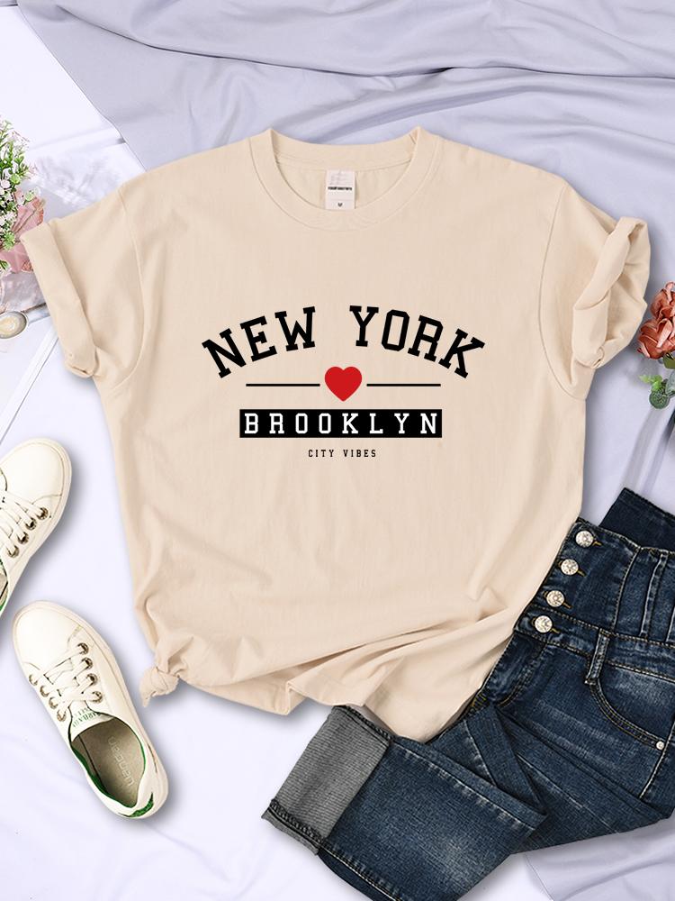 New York Brooklyn City Vibes Letter Print T Shirt Women Breathable Casual Tshirt Street Hip Hop Crop Top Summer Fashion Clothes