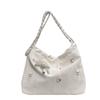 Stylish Korean Fashion Large Capacity Tote Bag For Women In Black Beige Pink Silver