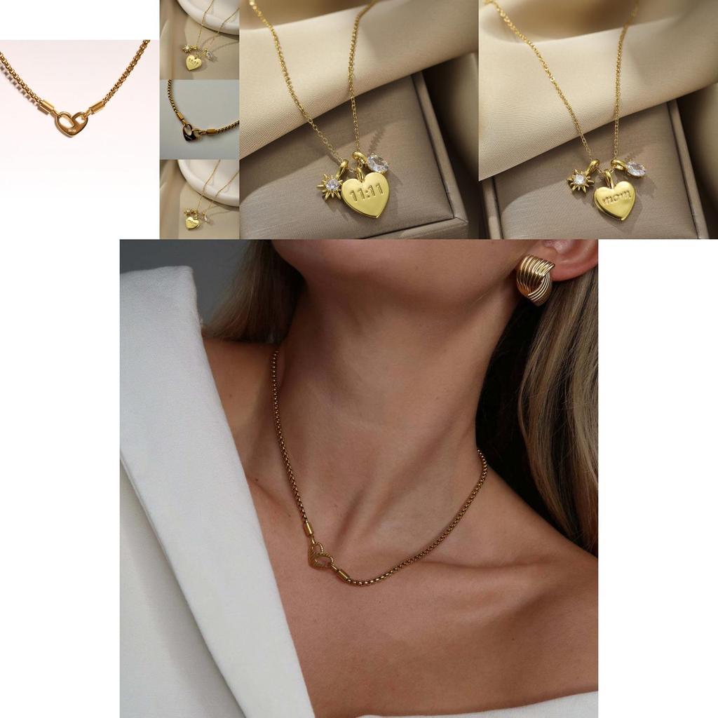 Stylish Two-sided Heart Necklace Pendant In Premium Stainless Steel Perfect For Fashionable Women And Moms