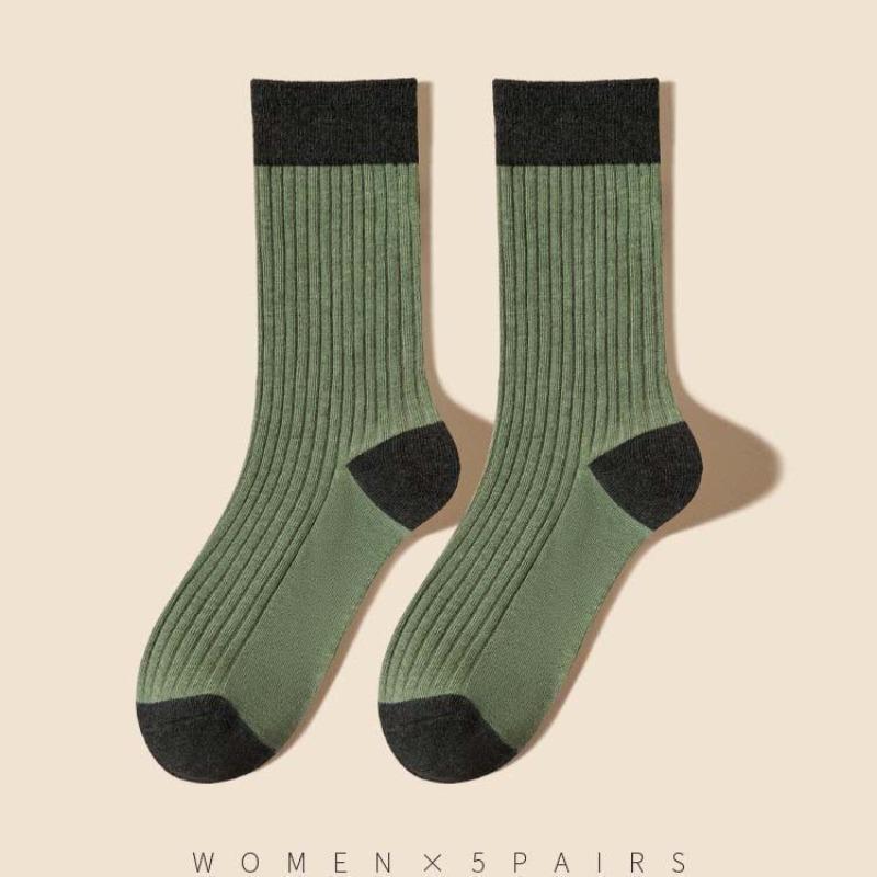 Fall Socks - Long Tube Pile Socks in Contrasting Colors, Versatile and Long-lasting. Women's Socks.