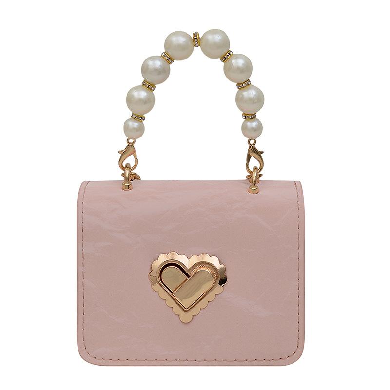 2025 Autumn New Women's Bag Mini Small Fragrant Wind Pearl Chain Bag Women's Fashion Love Lock Portable Satchel