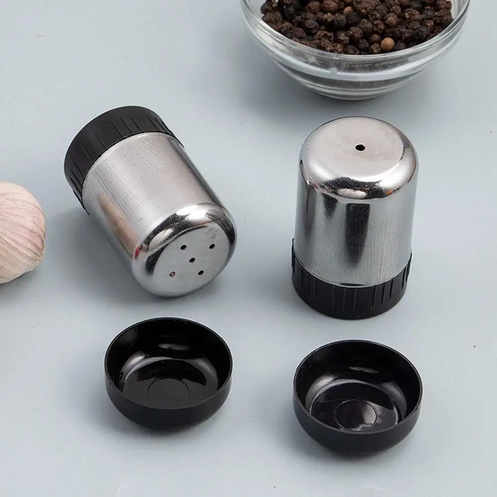Stainless Steel 5-hole Salt Shaker Portable Mini seasoning Bottle with Dust Cover Small Pepper Bottle Condiment Jar Kitchen Tool