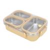 Divided Lunch Box 304 Stainless Steel Leakproof Heatable 3 Compartments Rectangular Food Container 1.2L Capacity