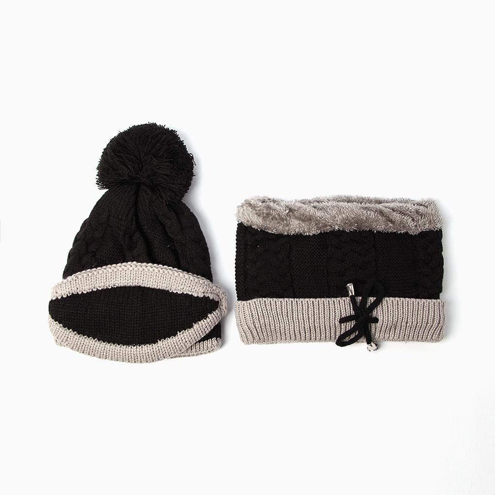 Winter cold weather gear: neck warmer, fur hat set, and black knit mask