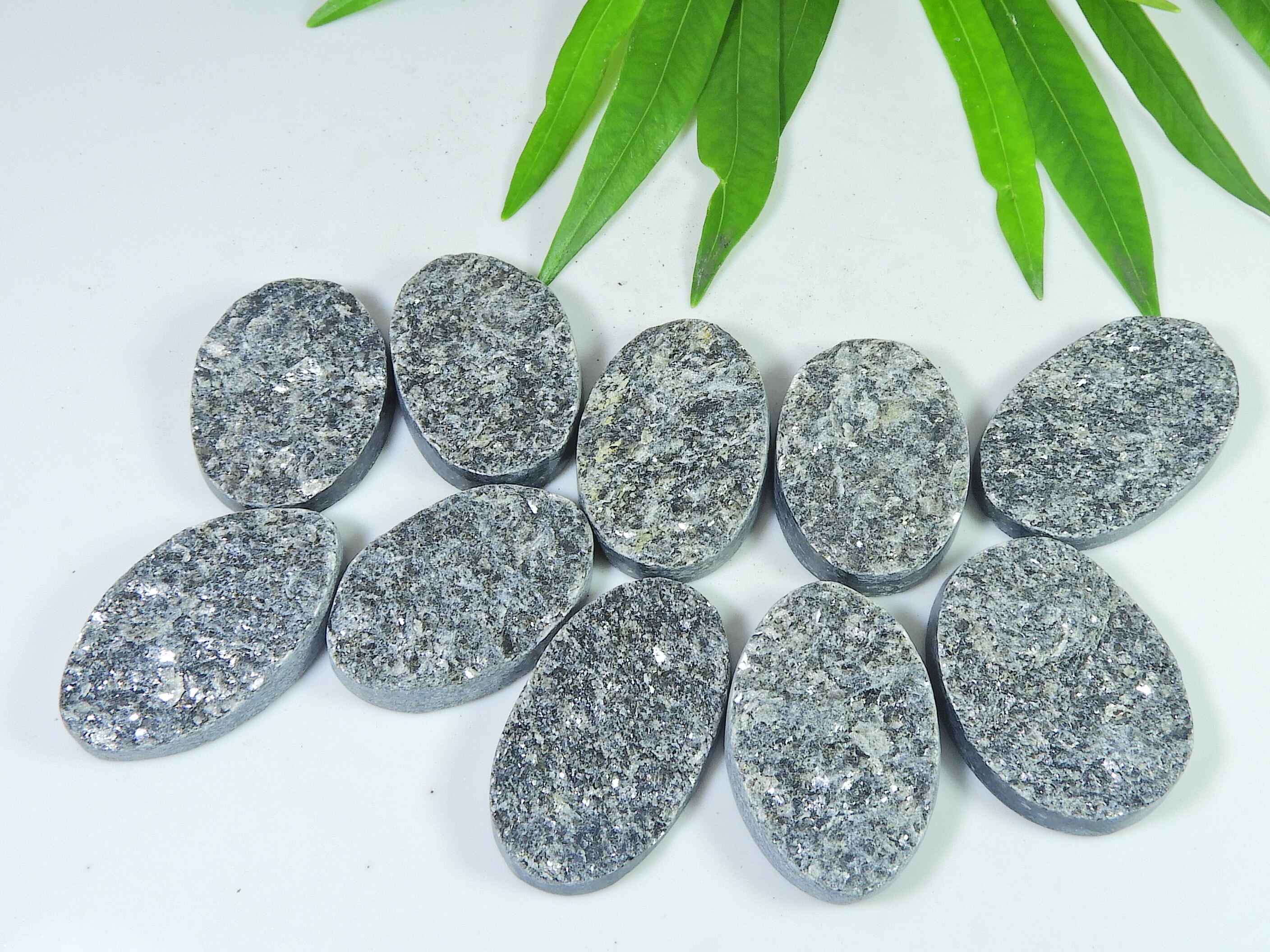 

AAA Black Mica Druzy Oval Shape 10Pcs Cabochon Loose Gemstone Lot 28-33MM RQ-2754