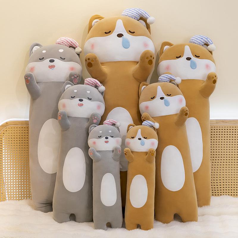 Writing A Notebook Unisex New Hat Shiba Inu Padded Dog Plush Toy Pudding Pastoral Dog Doll Long Strip Doll Corgi Living Room Pillow