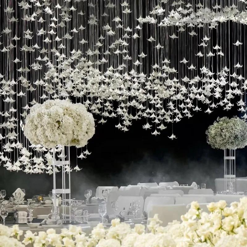 20Pc Artificial EVA White Lily Flower Head Wedding Ceiling Decoration Lilies Flowers Birthday Party Event Deco Hanging Ornaments