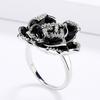 Vintage Elegant Enamel Ladies Ring Unique Black Flower Handmade Epoxy Jewelry Party Engagement Jewelry