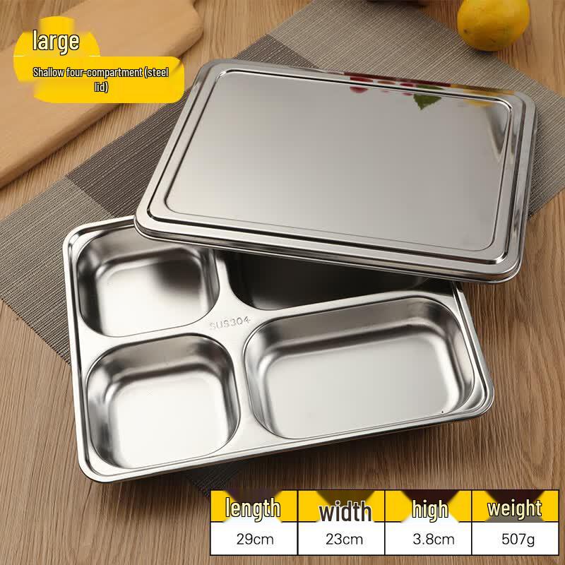 Kids' 304 Stainless Steel Divided Lunch Tray with Lid