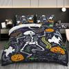 3-Piece Halloween Skeleton Pattern, 1 Quill Cover+2 Pillowcases, Coreless, Soft And Comfortable Quill Cover Set