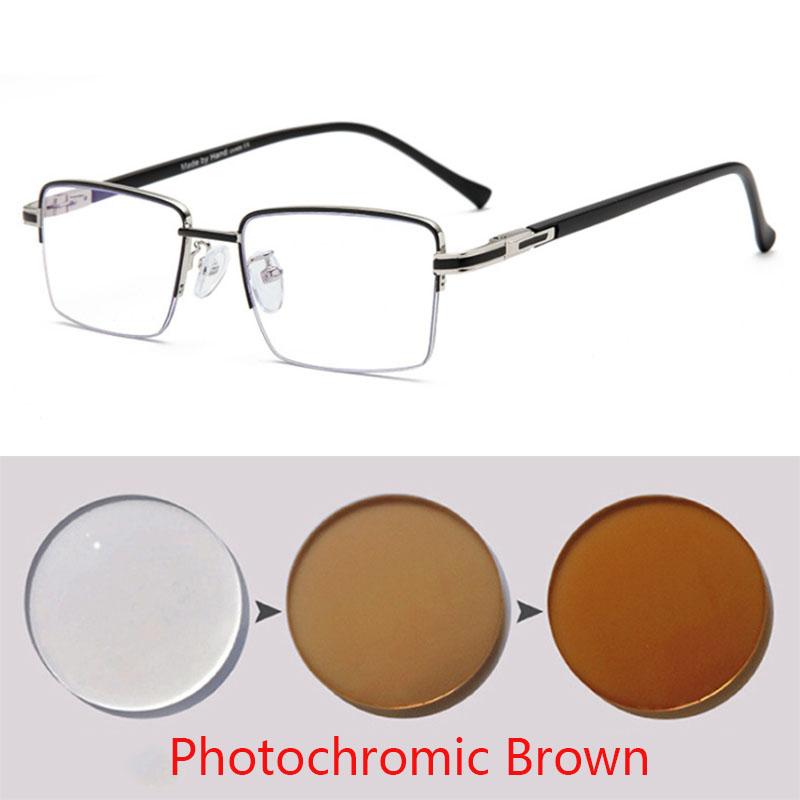Men Half Metal Square Glasses Women Eyeglasses Myopia Optical Spectacles Ladies Clear Glasses 0 -0.5 -1.0 -2.0 To -6.0
