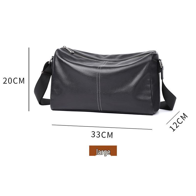 Men's Genuine Leather Crossbody Shoulder Bag - Soft Cowhide Backpack, Casual Horizontal Design