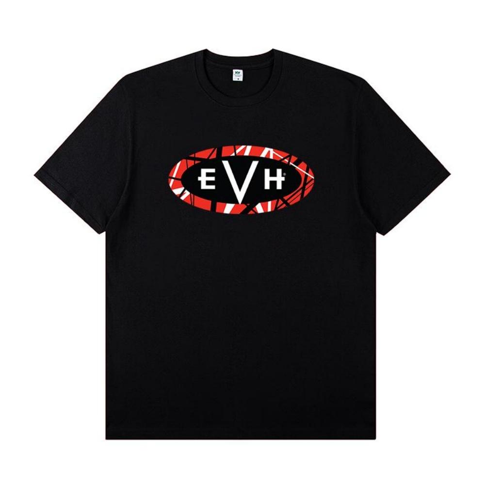 Футболка с коротким рукавом EVH Striped Electric Guitar Effect Around Cotton 2025 года, костюм для выступления гитариста S чёрный
