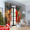 2pcs 2D flat printing Merry Christmas Popular Party Window Curtains Pine Snow Trail (2) Durable Polyester Without Electricity