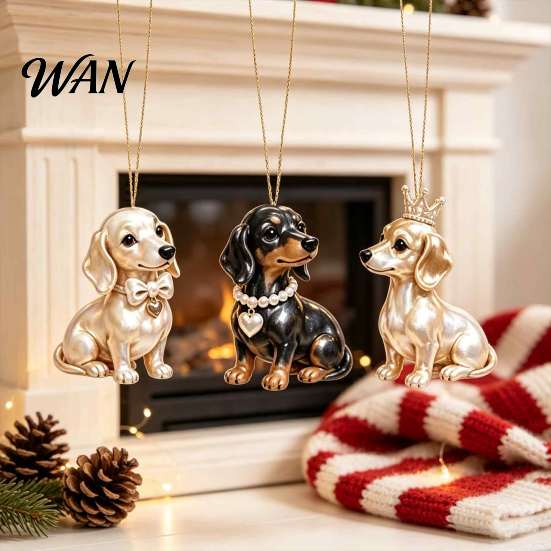Addobbi da appendere all'albero di Natale 2026 Calendario dell'Avvento Bassotto, 24 Giorni Sorprese da Collezione Cane con Regali Festivi 2D Figure Cucciolo per
