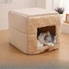 Foldable Enclosed Cat Bed Warm Plush Pet House Portable Warm Square Detachable CatNest Home Indoor Pet Rest Cat Accessories Gift