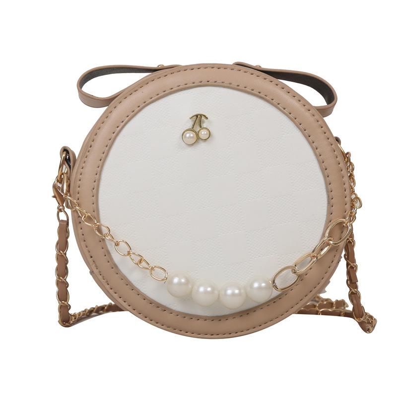 

Модна сумка на плече з текстурою преміум-класу, 2024, нова повсякденна проста сумка-мессенджер із бісером на ланцюжку, маленька кругла сумка хакі