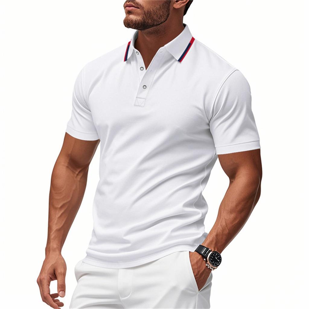 Summer Men's Solid-color Collared Short-sleeved Shirt Sporty Casual Shirt Top