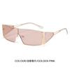 Women's Gold Frame Square Sunglasses Gradient Brown Lens Fashion Eyewear