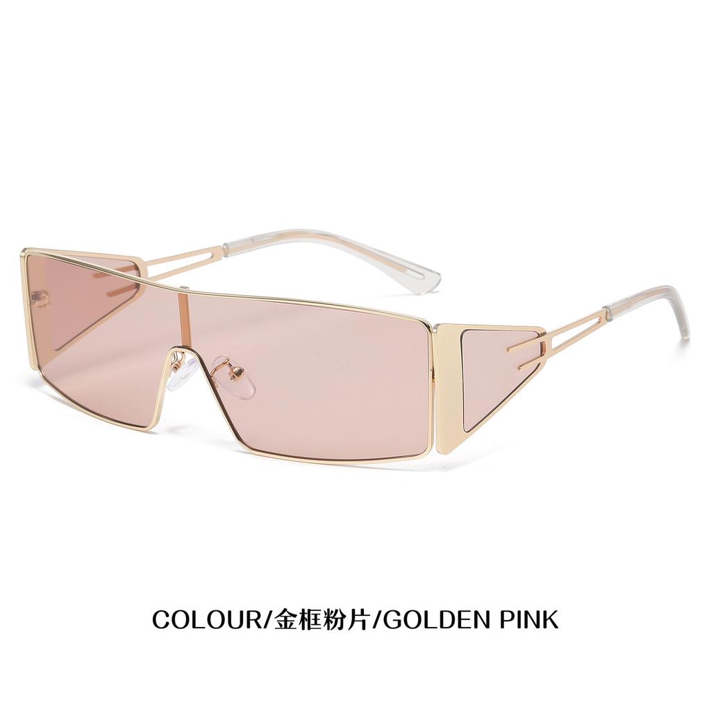 Women's Gold Frame Square Sunglasses Gradient Brown Lens Fashion Eyewear
