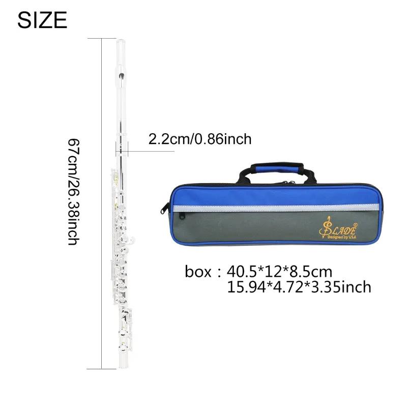 16 Keys C Flute Instrument Closed Hole for Beginners with Carrying Case Gloves Cleaning Kit Woodwind Instrument Flute