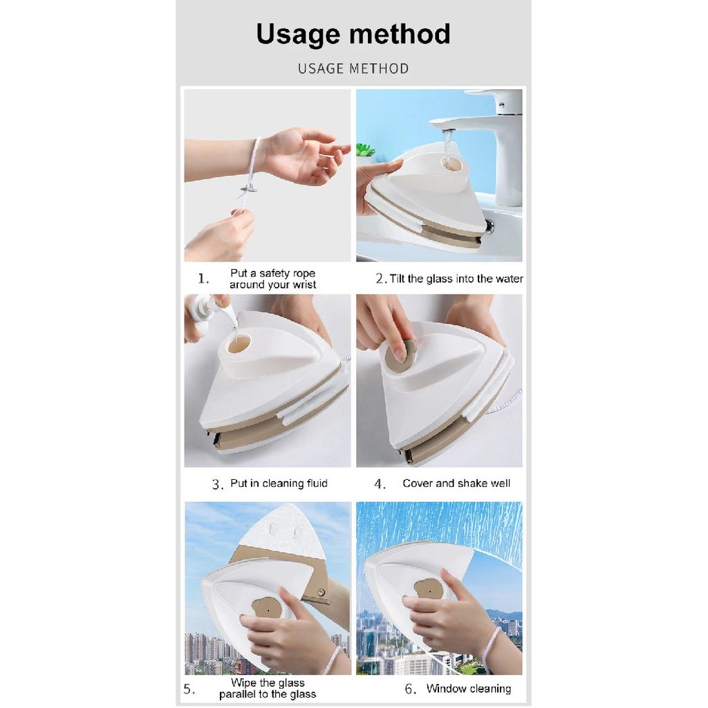 NEW Household Office Special Window Cleaner Magnetic Glass Window Cleaning Tool Automatic Water Discharge Double-layer Wiper