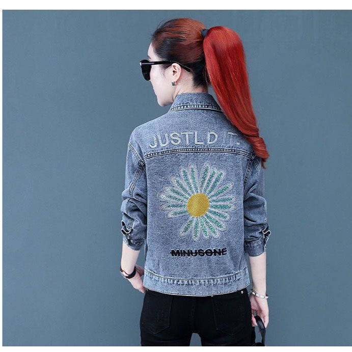 Vintage Crops Trendy Turn Down Collar Jackets Women Basic Solid Outwear Half Sleeve Denim Jacket Women