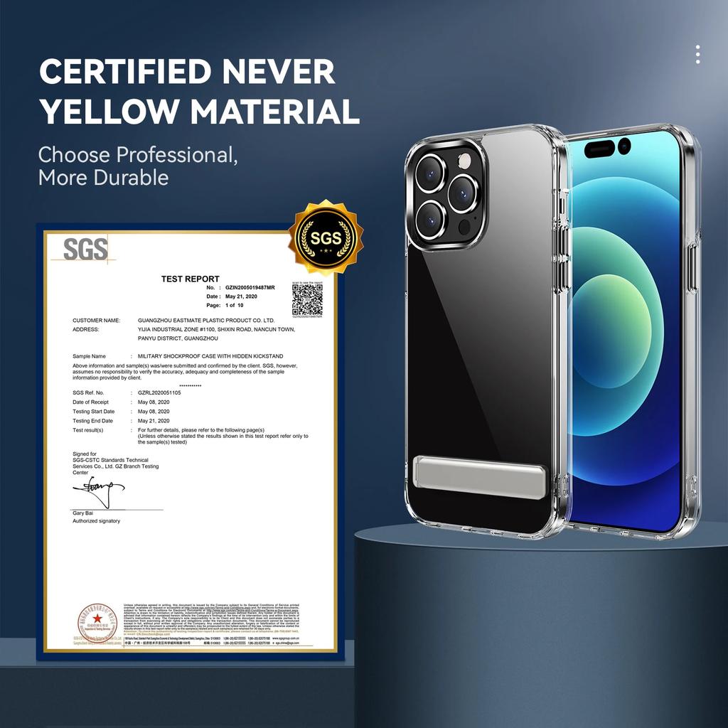 Crystal Clear Mag Safe Case for iPhone 15 14 13 12 Pro Max with Stand, Magnetic Strength Enhanced Anti-Yellowing Slim Phone Case