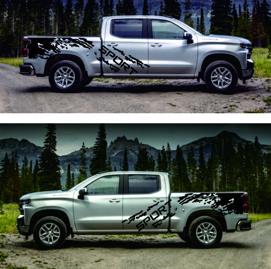 3Pcs Pickup Side Body Decals Stickers Rear Trunk Sticker Universal Accessories