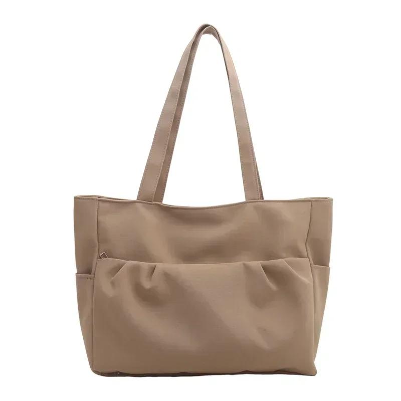 New feminine fashion canvas bag for university students travel bag large capacity versatile solid color shoulder bag