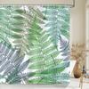 1Pcs Watercolor flower and plant leaves printed fabric waterproof shower curtain, home decoration bathroom curtain, with hooks