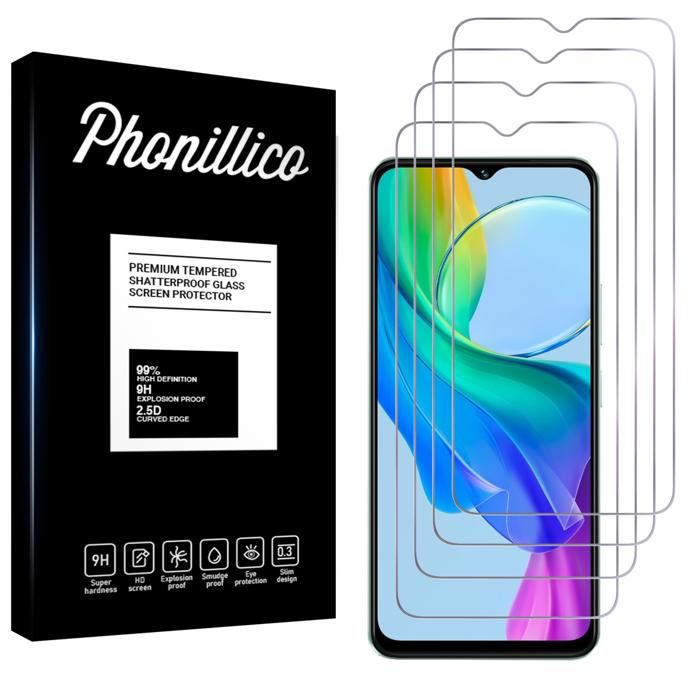 Film Verre Trempé - Phonillico® - Vivo Y03 - Pack de 4 - Résistant aux rayures - Transparent