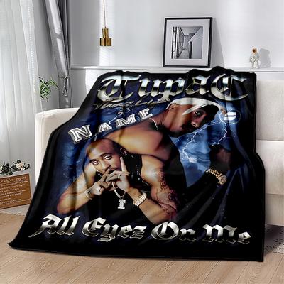 Tupac's All Eyez Me Album Cover Personalized Text Blanket Throw Customizable Blanket Soft & Cozy Versatile for Livingroom Bed Nap Couch