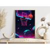 Retro-Futuristic Gaming Setup Posters Neon Lights Basket Ring Game Room Modern Prints Canvas Wall Picture Home Living Room Decor
