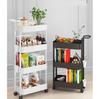3/4/5 Tier Rolling Cart, Utility Cart met afsluitbare wielen en handvat opbergwagen voor woonkamer slaapkamer keuken kantoor