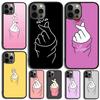 Korean Finger Heart Love Phone Case For iPhone 17 Air 16 15 14 13 12 Pro Max Plus Max Cover Shell Coque