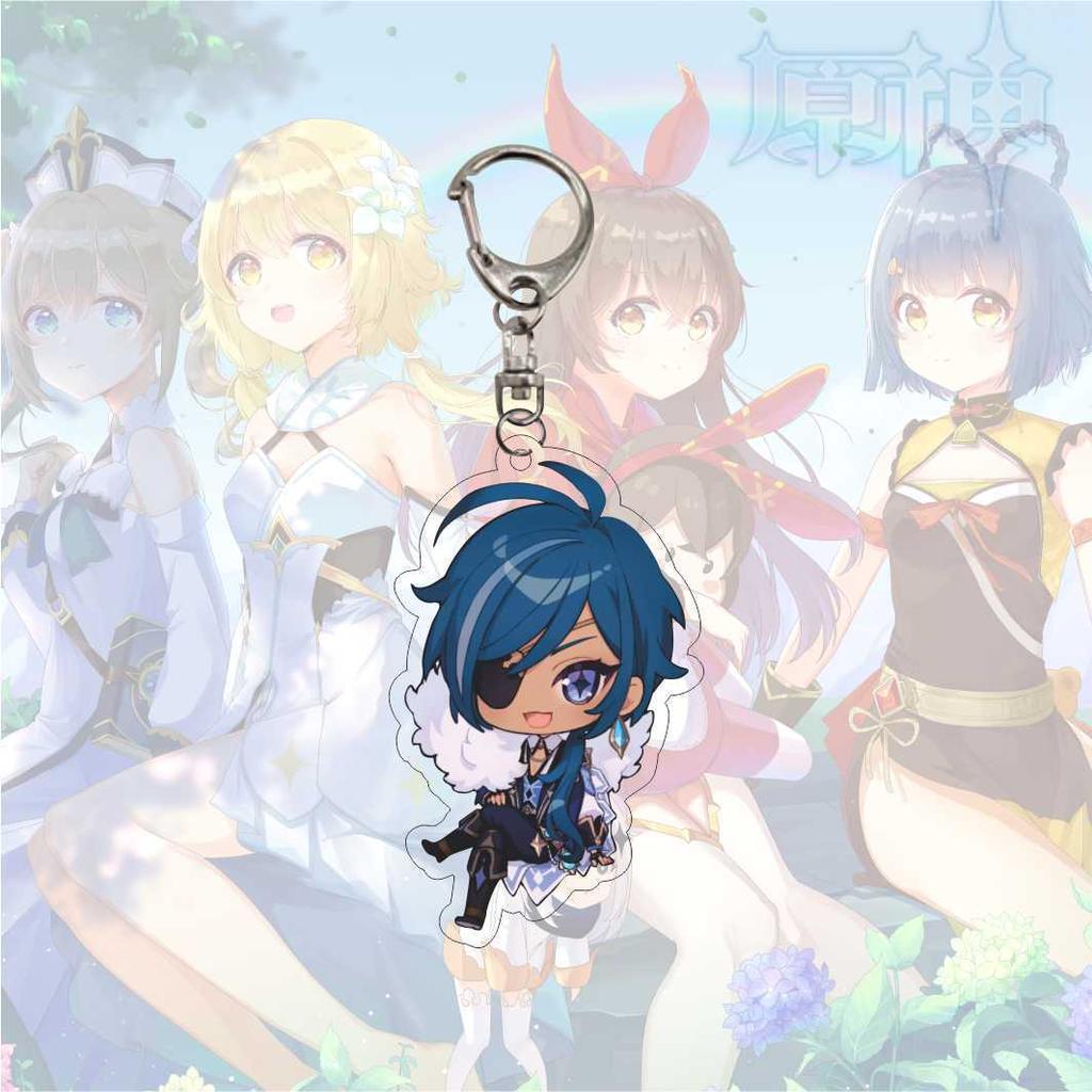 Cartoon Anime Genshin Impact Keychain Acrylic Double Sided Transparent Key Chain Ring Keyring Accessories Jewelry For Fans Gifts