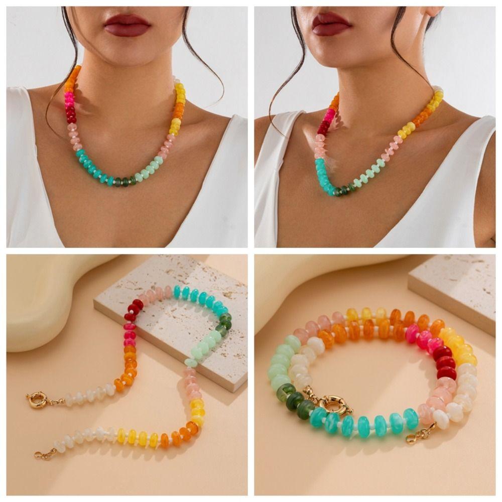 Acrylic Beads Choker Necklace Bohemian Neck Jewelry Fashion Bead Collarbone Chain  Gift
