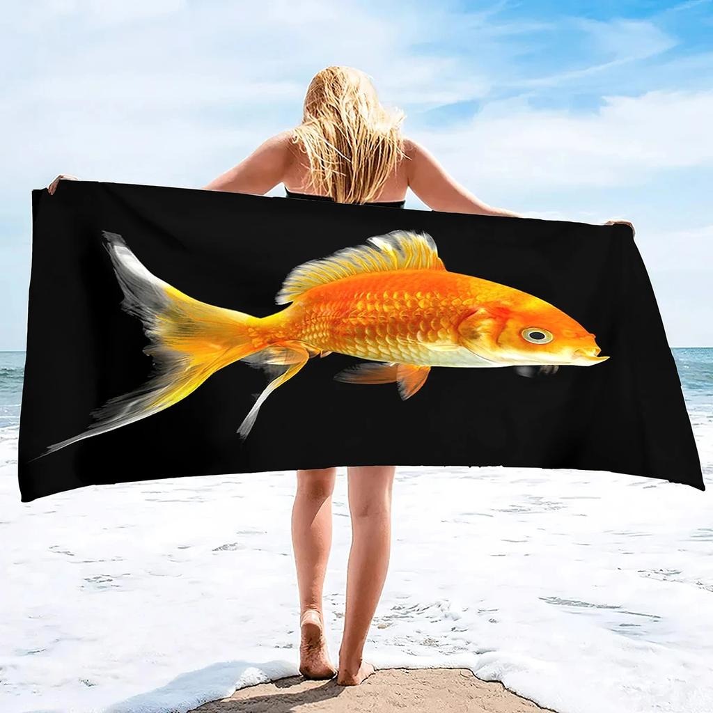 Vibrant Goldfish Bath Towel - Ocean Life Design, Soft Absorbent, Perfect for Summer Relaxation, Adds Color to Your Beach Days