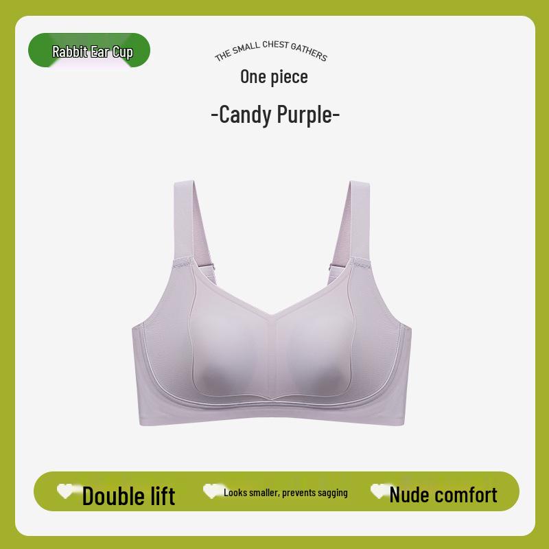 Rabbit Ear Seamless Wirefree Bra: Large Bust Minimizer, Soft Support, Adjustable, Anti-Sagging, Side Smoothing - Perfect for Summer.