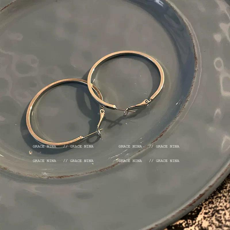 S925 Silver Needle Statement Hoop Earrings - Elegant, Versatile, Lightweight, Simple Luxury for Women