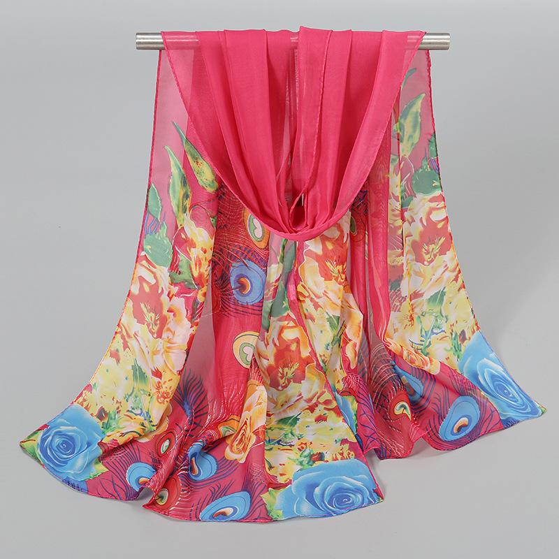 1Pc Muslim Chiffon Hijab Scarf For Women Summer Print Thin Scarves Soft Shawl Foulard Viscose Autumn Female Sunscreen Wrap Shawl