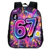 Printed Kindergarten 67 Six Seven Schoolbag, Cartoon Animation 12-inch Backpack Casual and Light
