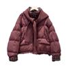 Premium stand-up collar short down jacket women's winter retro plaid splicing thickened knitted hat bread jacket