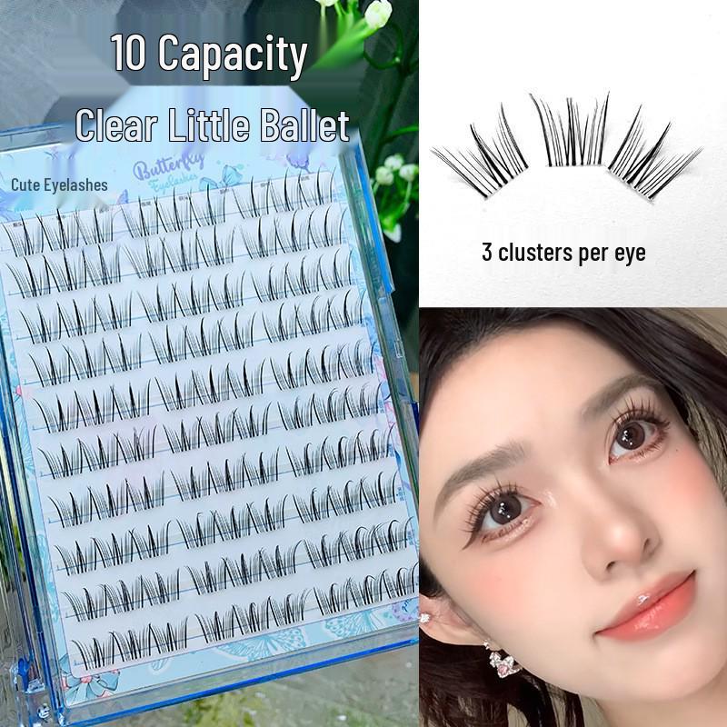 

10-Row High-Capacity Clear False Eyelashes: Natural, Segmented Clusters for Beginners & Photogenic Looks